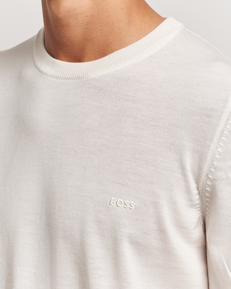 Herre | Gensere | BOSS BLACK | Botto Merino Knitted Pullover Open White