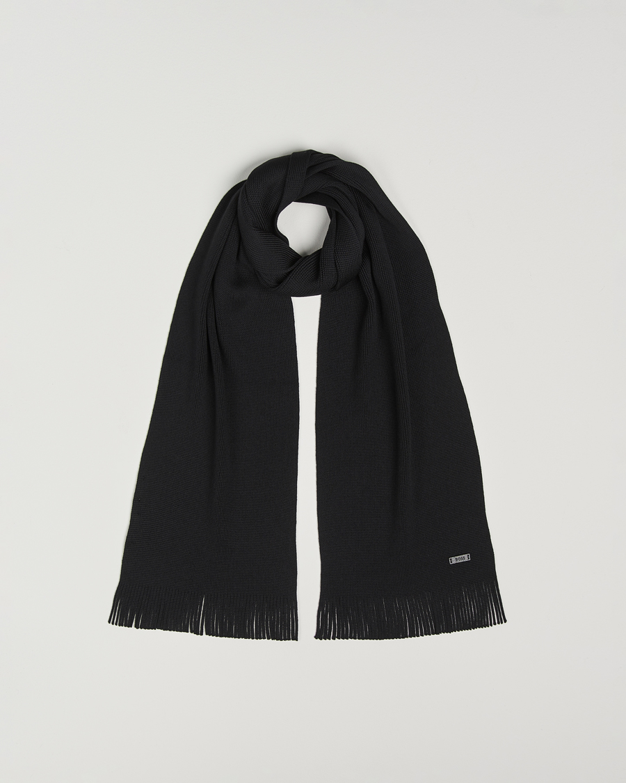Herre | BOSS BLACK Albas Wool Scarf Black | BOSS BLACK | Albas Wool Scarf Black