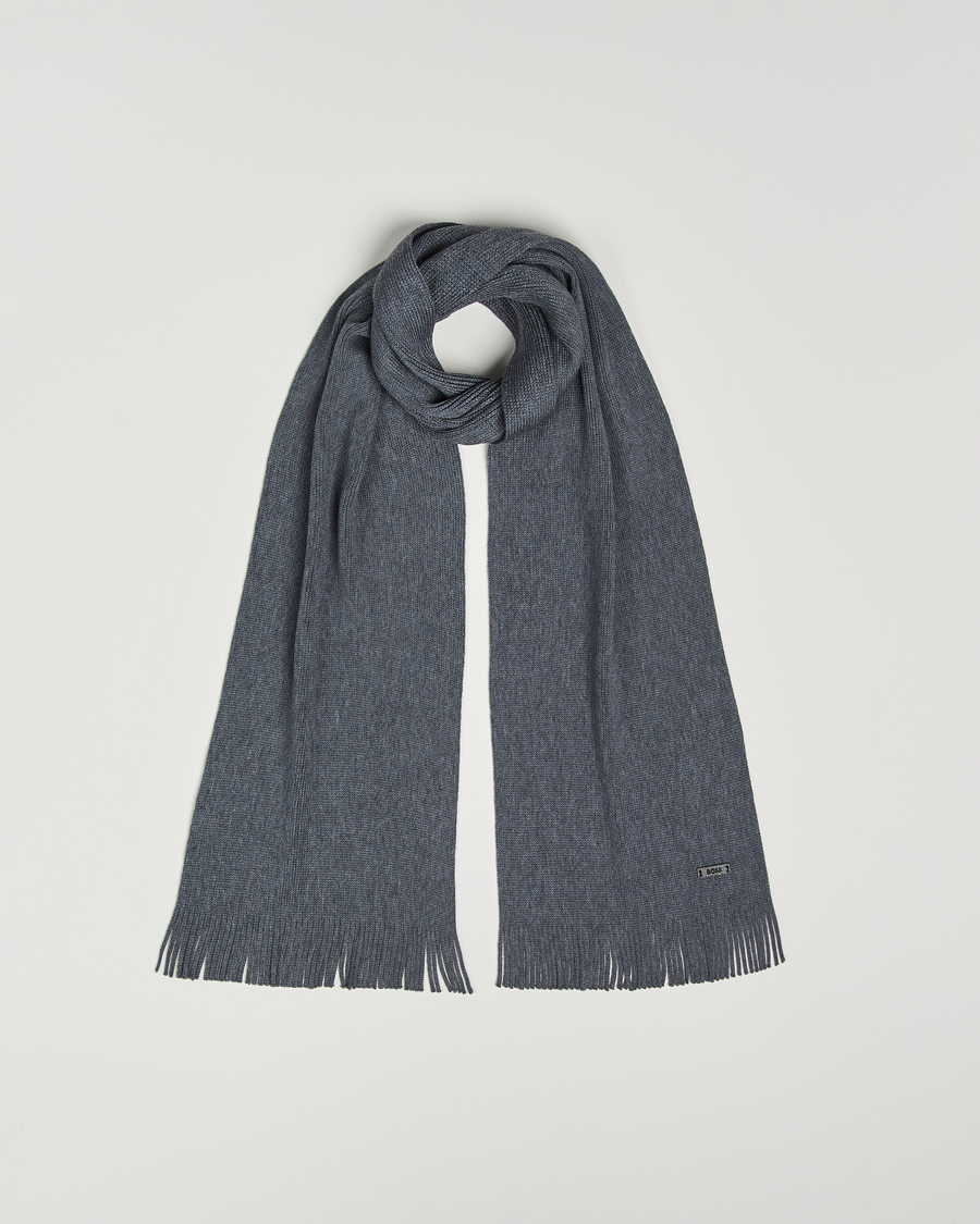 Herre | BOSS BLACK Albas Wool Scarf Medium Grey | BOSS BLACK | Albas Wool Scarf Medium Grey