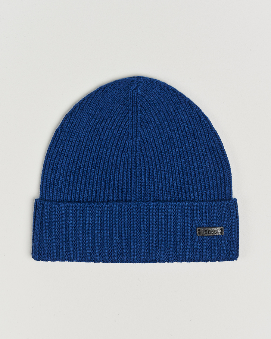 Herre | BOSS BLACK Fati Wool Beanie Open Blue | BOSS BLACK | Fati Wool Beanie Open Blue