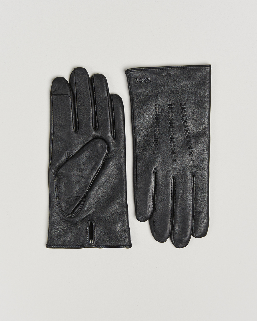 Herre | BOSS BLACK Hainz Leather Gloves Black | BOSS BLACK | Hainz Leather Gloves Black