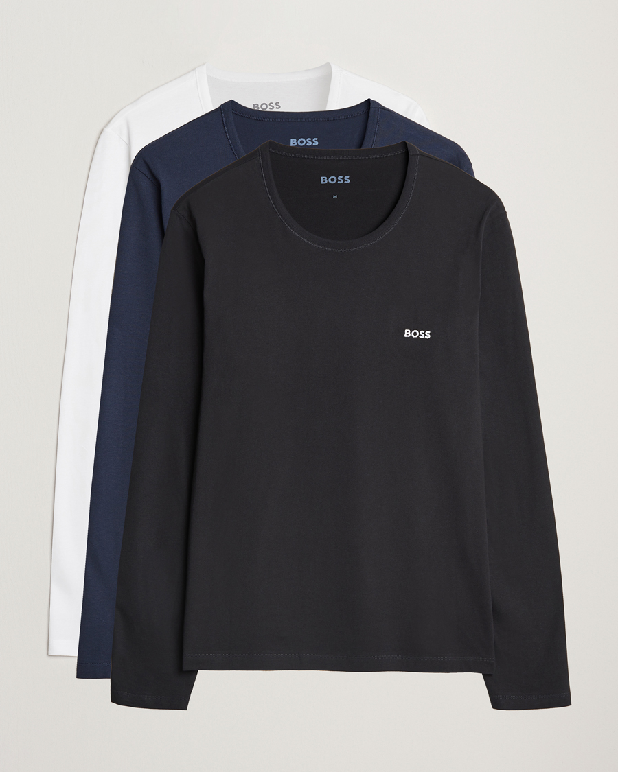 Herre | T-Shirts | BOSS BLACK | 3-Pack Long Sleeve T-Shirt White/Navy/Black