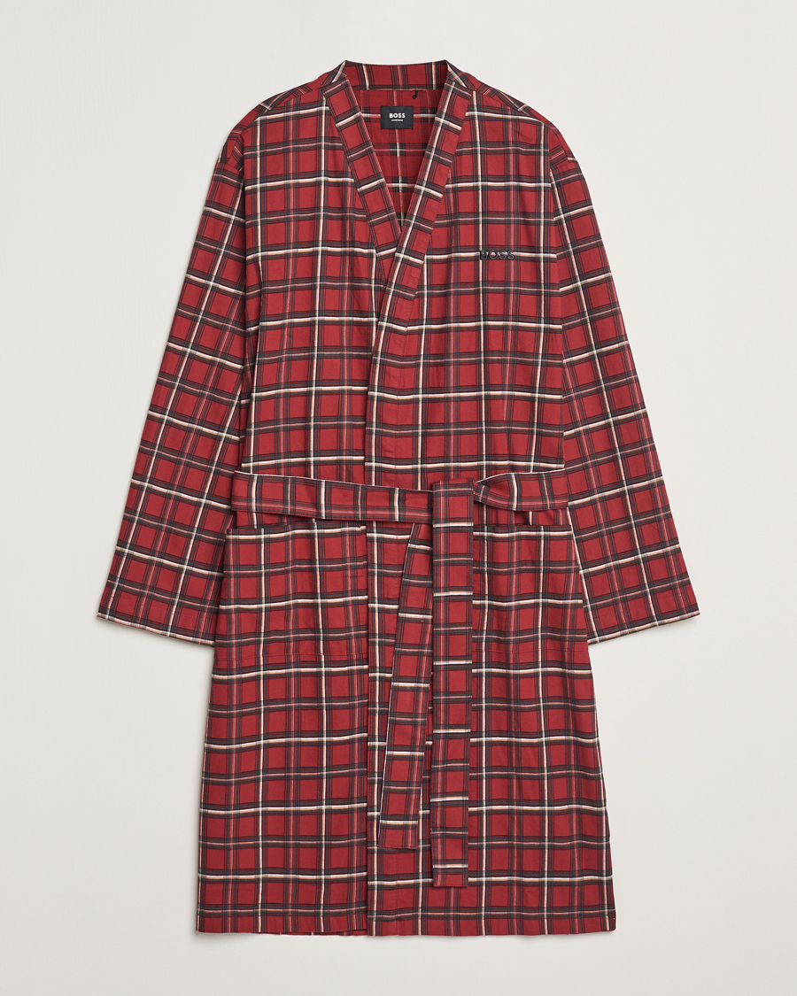 Herre | Pyjamaser og badekåper | BOSS BLACK | Holiday Checked Robe Dark Red