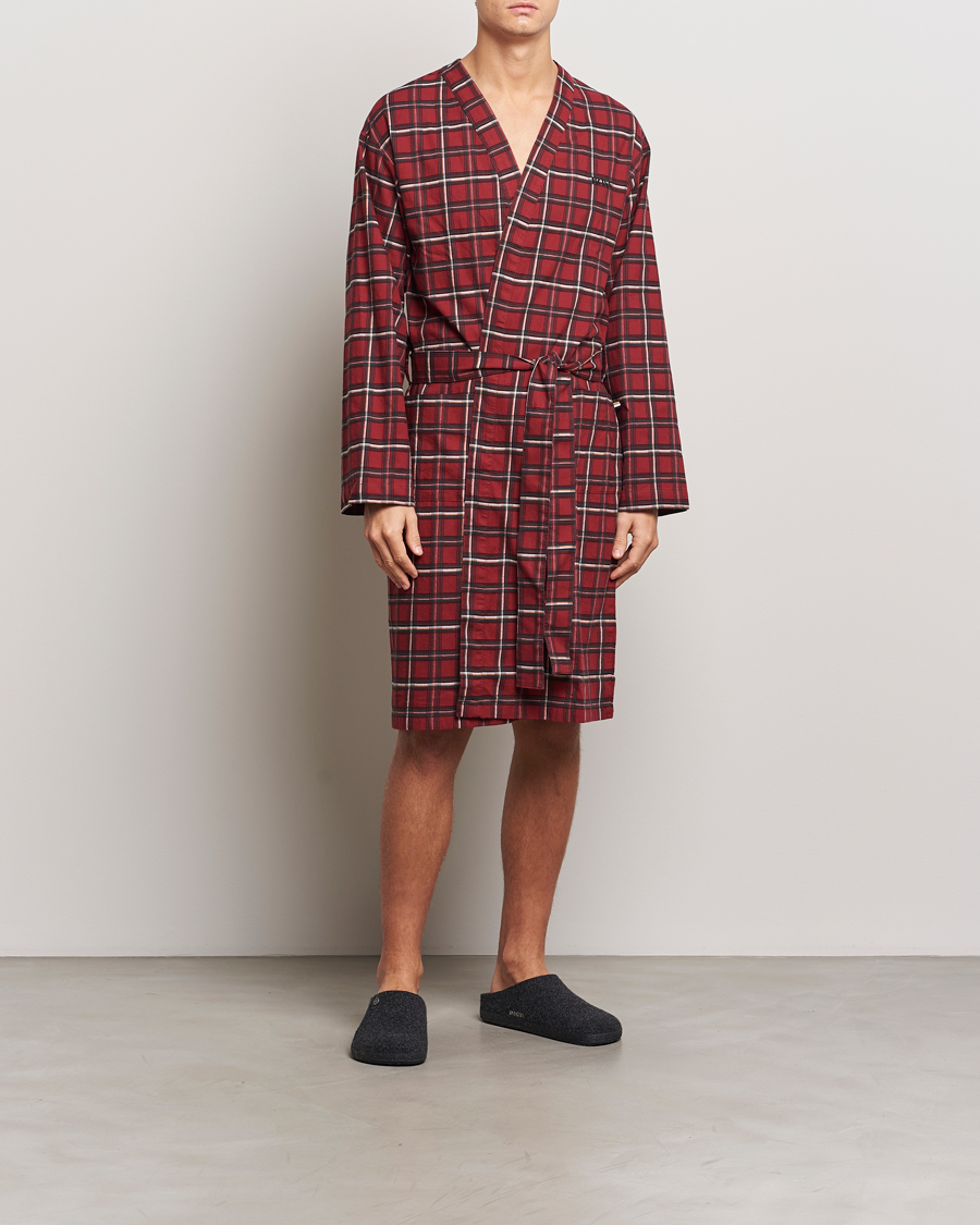 Herre | Pyjamaser og badekåper | BOSS BLACK | Holiday Checked Robe Dark Red