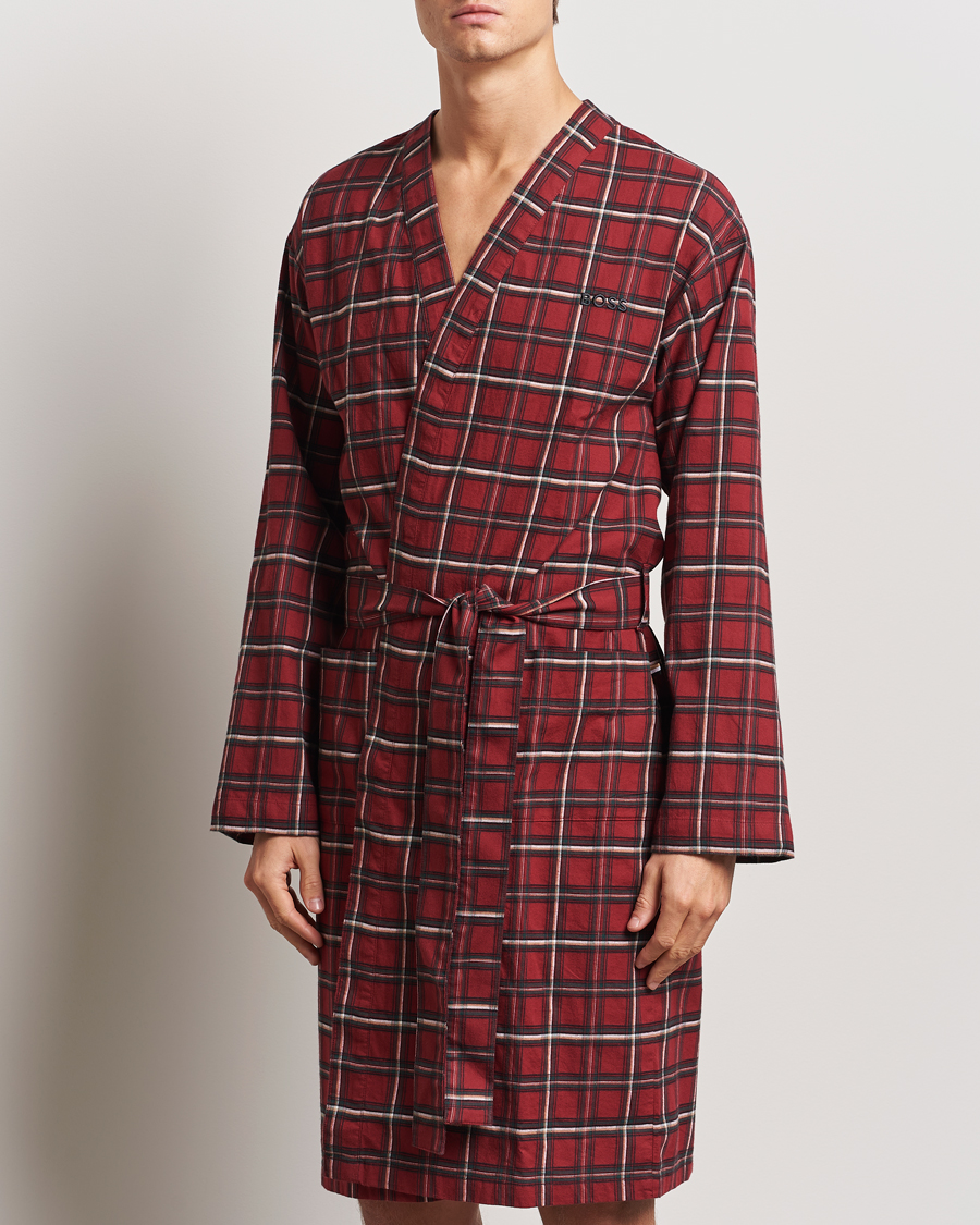 Herre | Pyjamaser og badekåper | BOSS BLACK | Holiday Checked Robe Dark Red