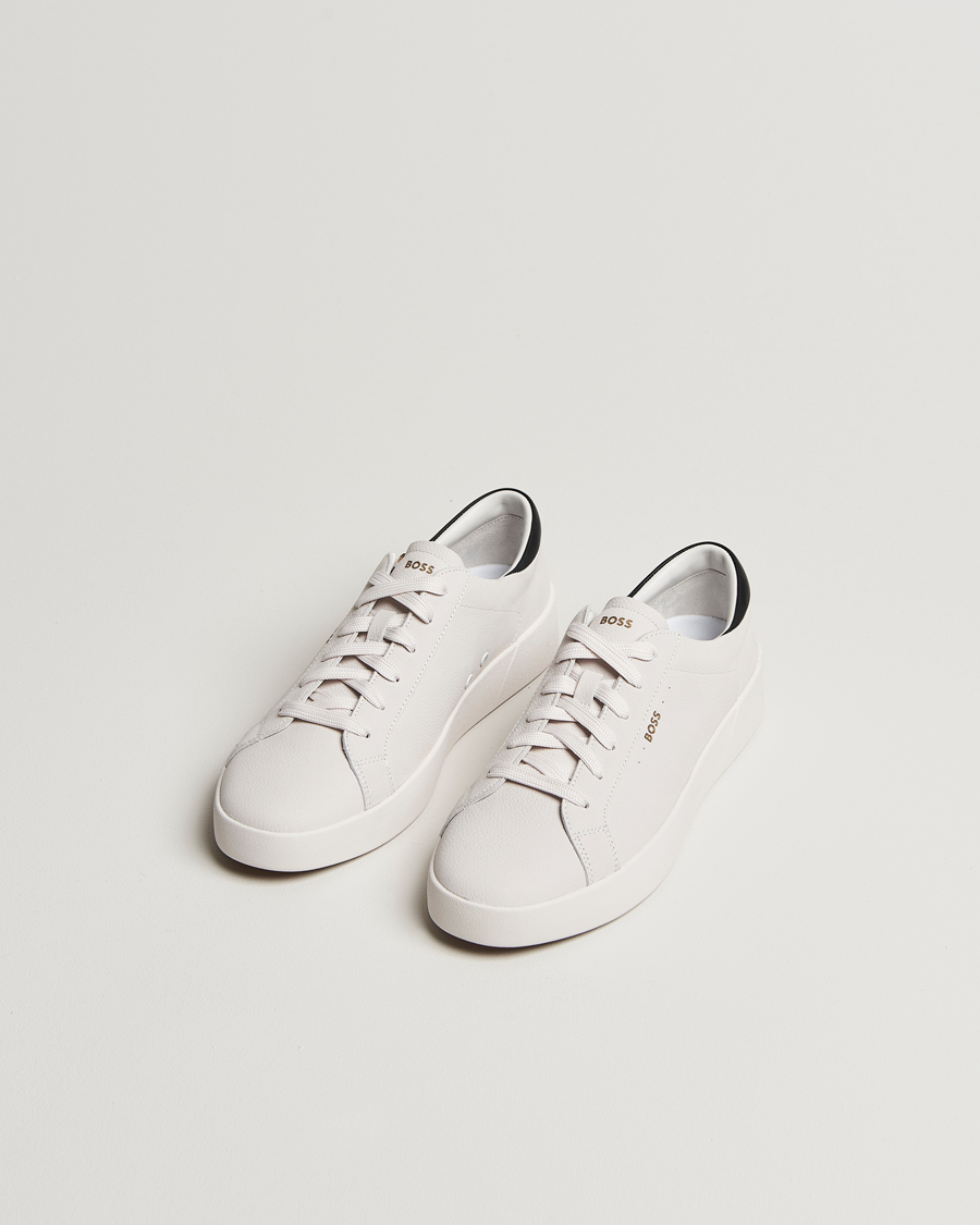 Herre | BOSS BLACK Belwar Leather Sneaker Open White | BOSS BLACK | Belwar Leather Sneaker Open White