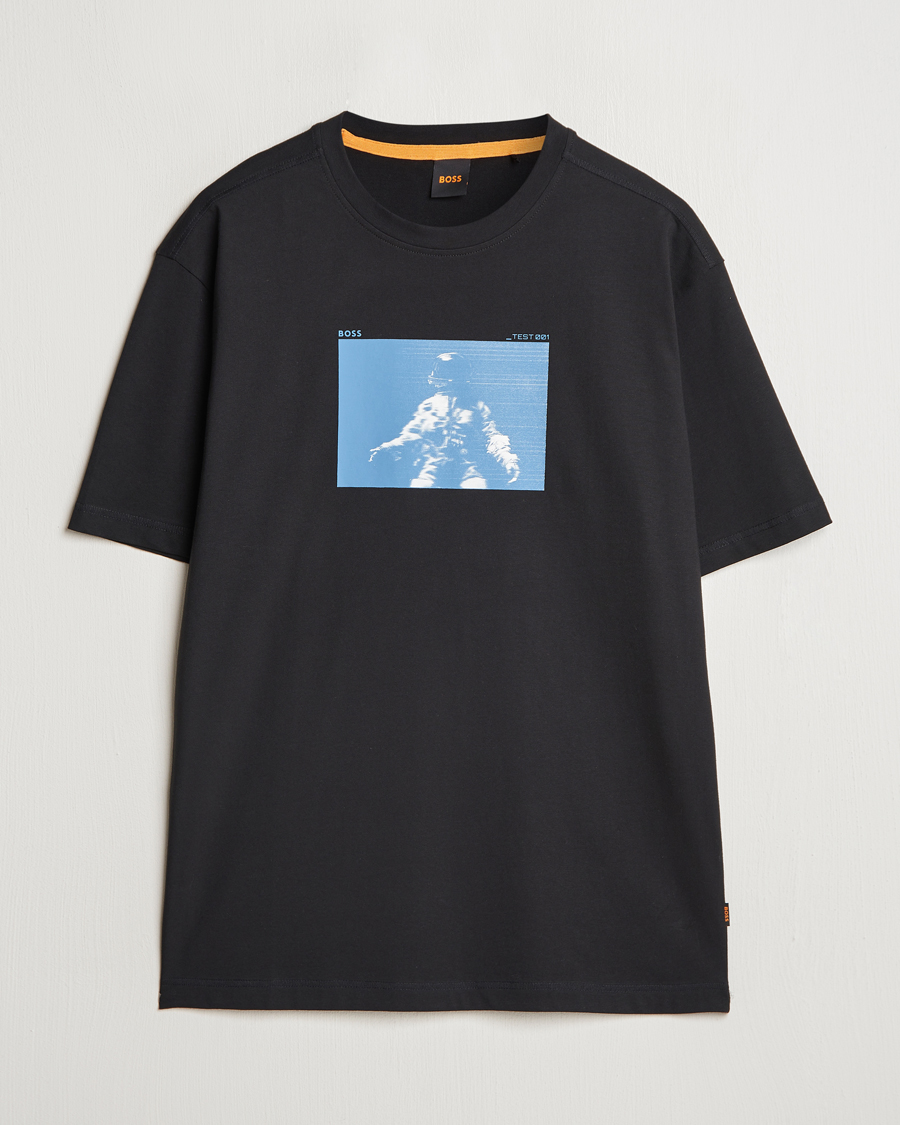 Herre | T-Shirts | BOSS ORANGE | Printed Crew Neck T-Shirt Black