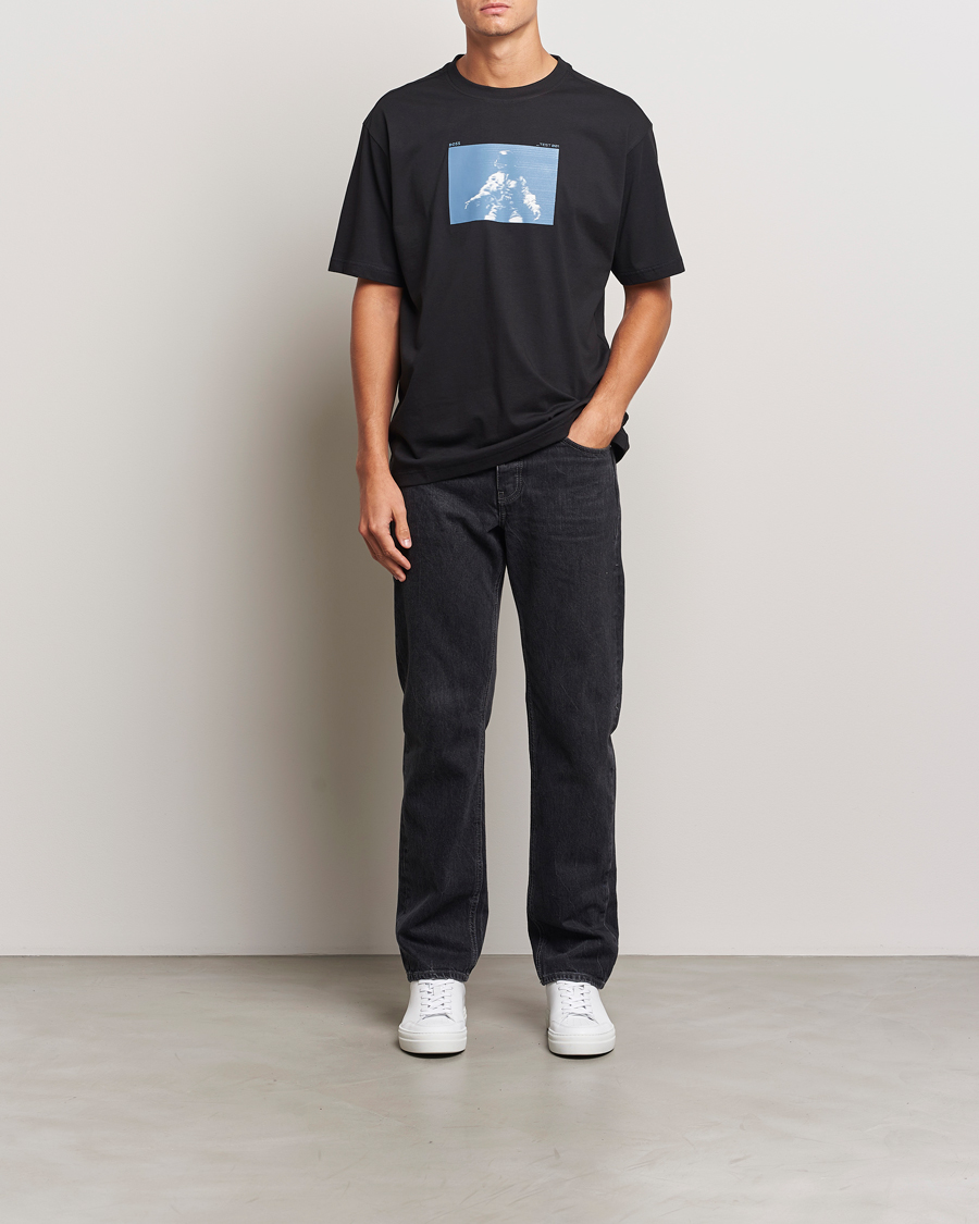 Herre | T-Shirts | BOSS ORANGE | Printed Crew Neck T-Shirt Black