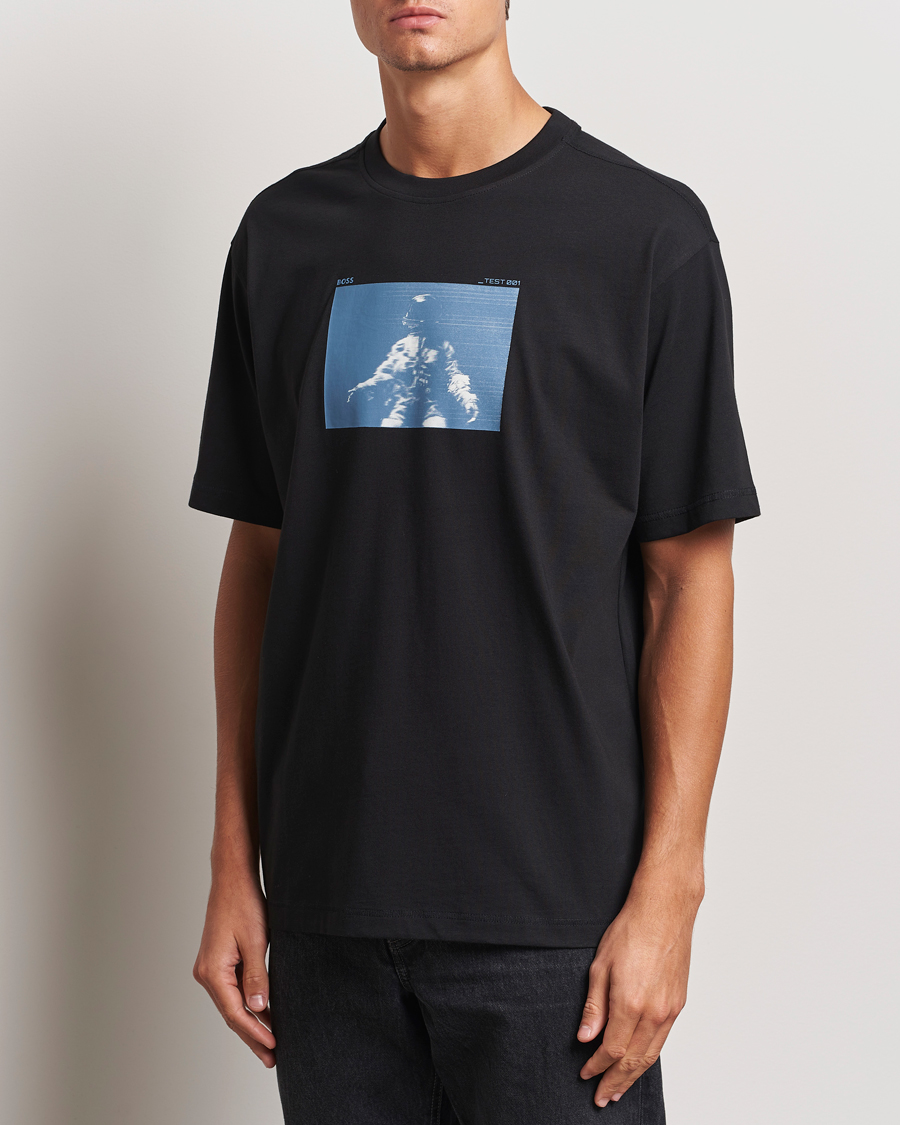 Herre | T-Shirts | BOSS ORANGE | Printed Crew Neck T-Shirt Black
