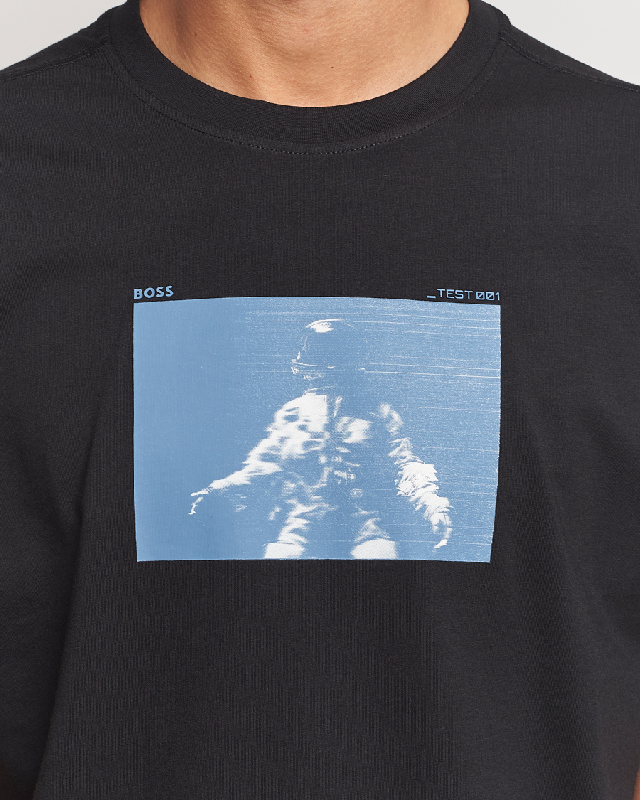 Herre | T-Shirts | BOSS ORANGE | Printed Crew Neck T-Shirt Black