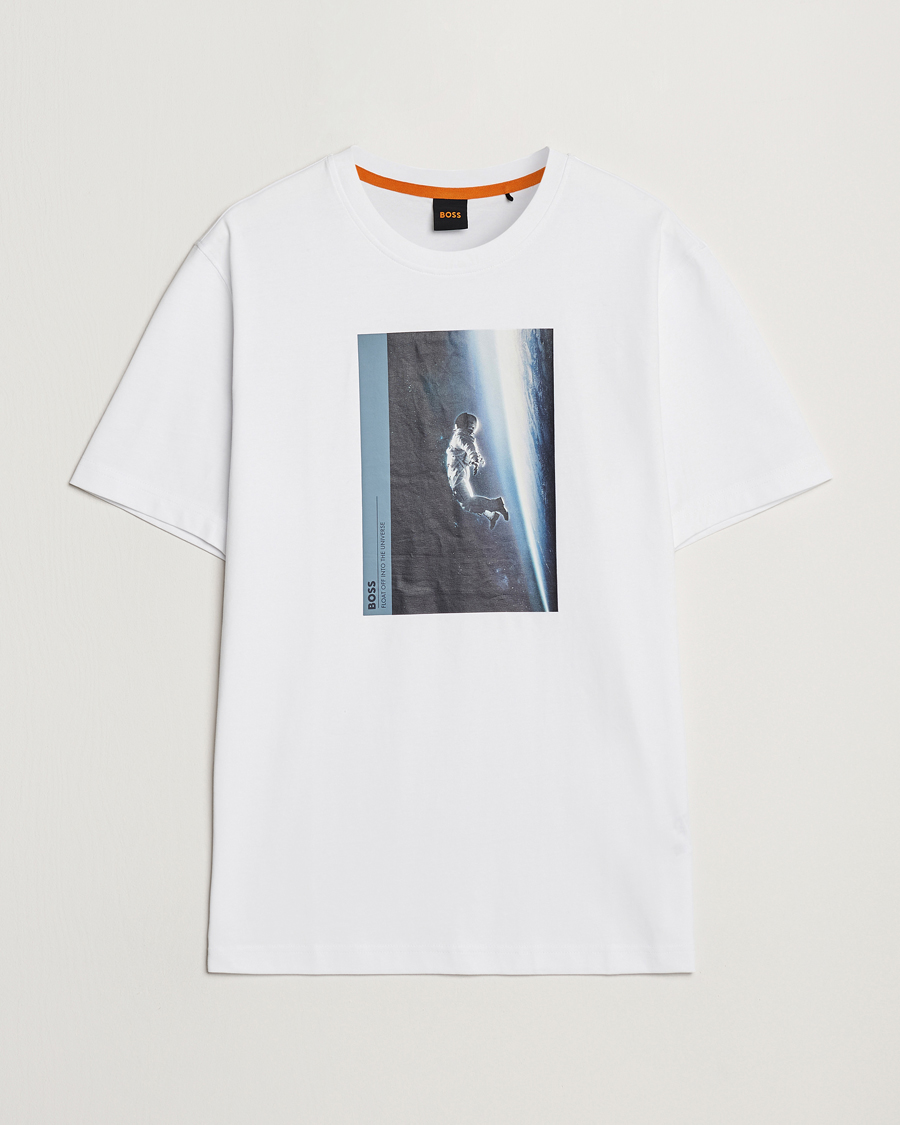 Herre | T-Shirts | BOSS ORANGE | Printed Crew Neck T-Shirt White