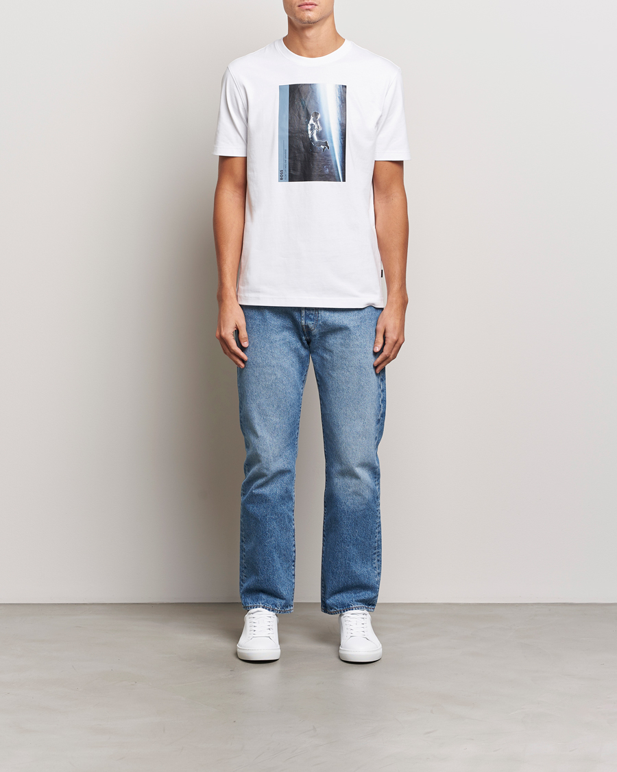 Herre | T-Shirts | BOSS ORANGE | Printed Crew Neck T-Shirt White