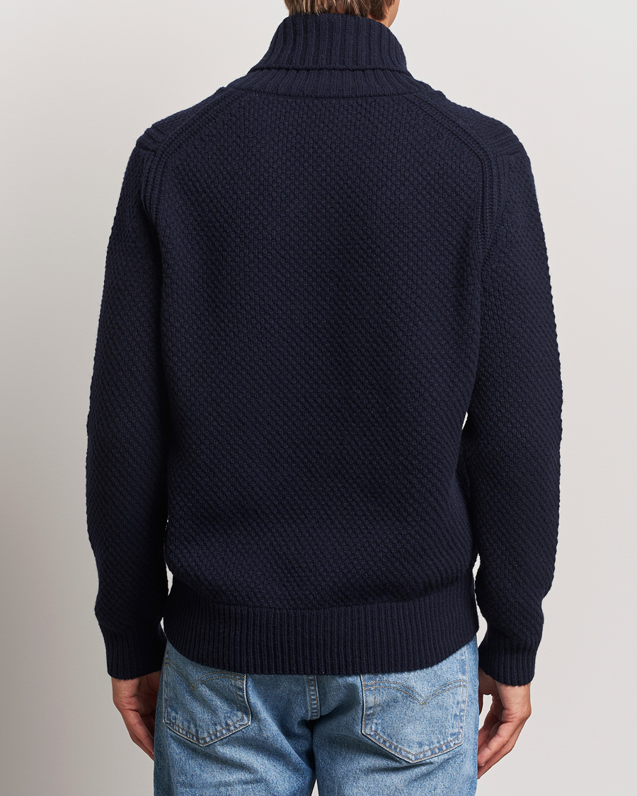 Herre | Gensere | BOSS ORANGE | Amadon Knitted Shawl Collar Sweater Dark Blue