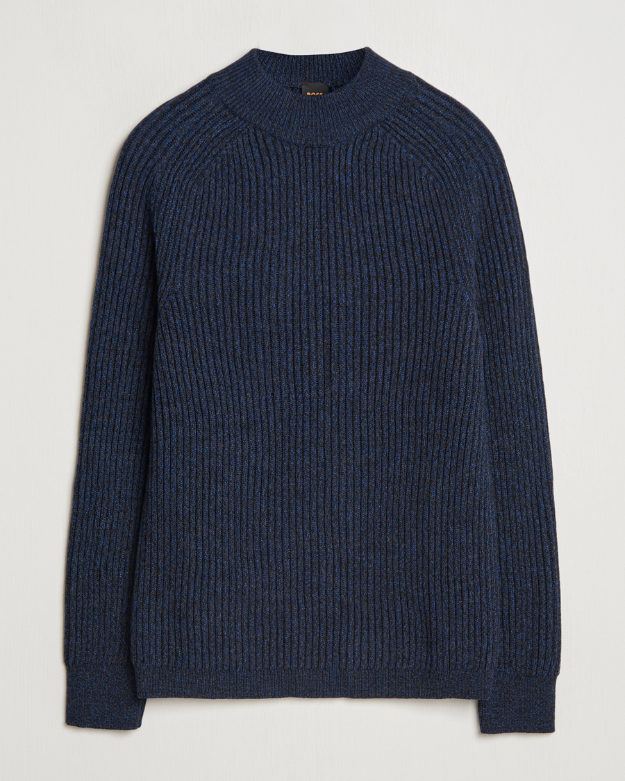 Herre | Gensere | BOSS ORANGE | Kearth Rib Knitted Polo Open Blue