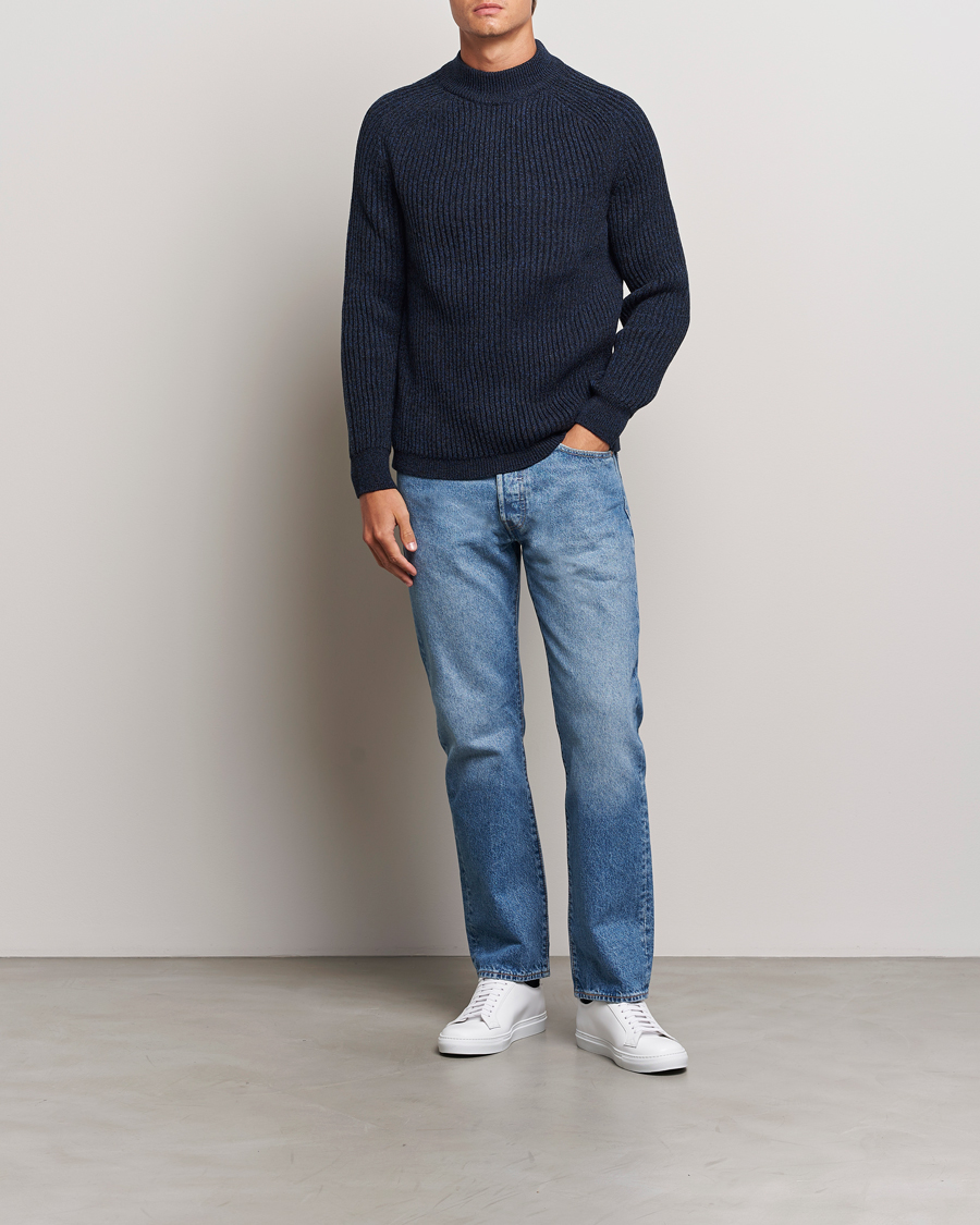 Herre | Gensere | BOSS ORANGE | Kearth Rib Knitted Polo Open Blue