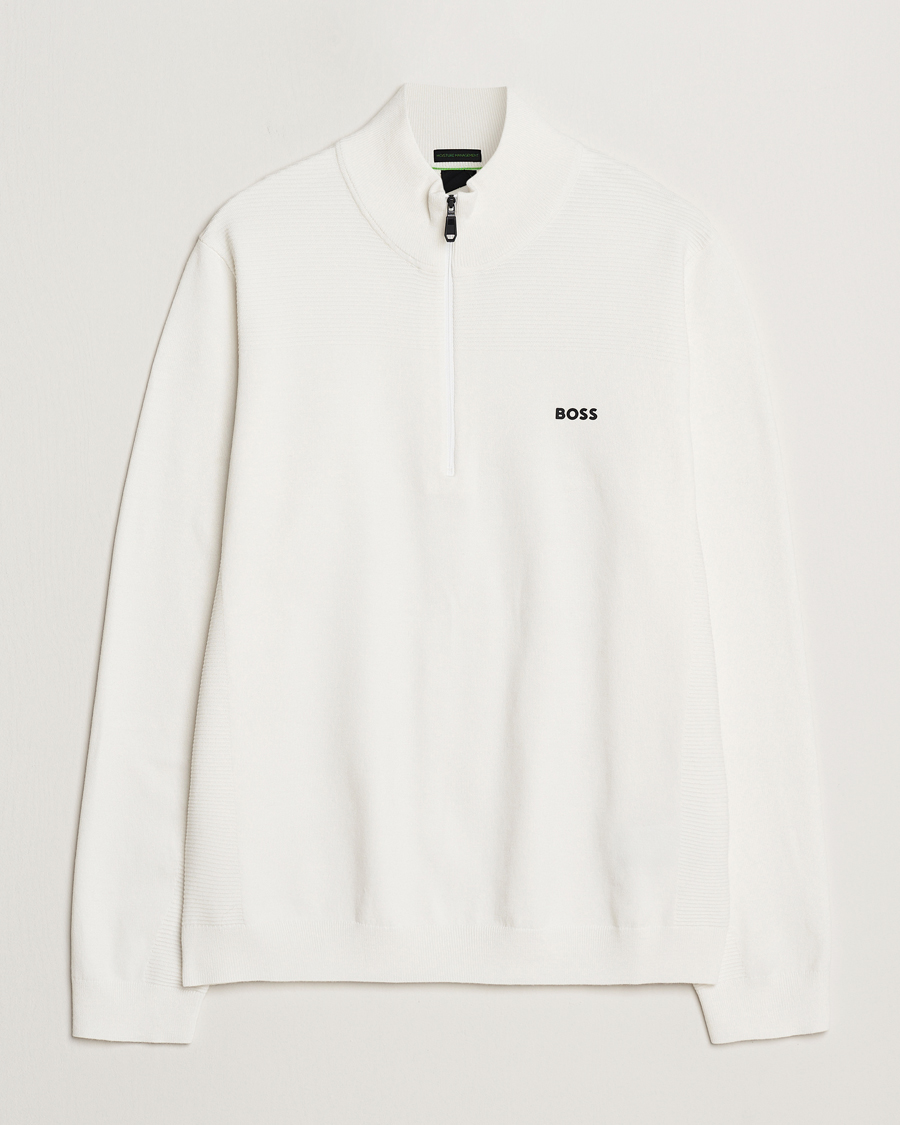Herre | Gensere | BOSS GREEN | Momentum Knitted Half Zip White