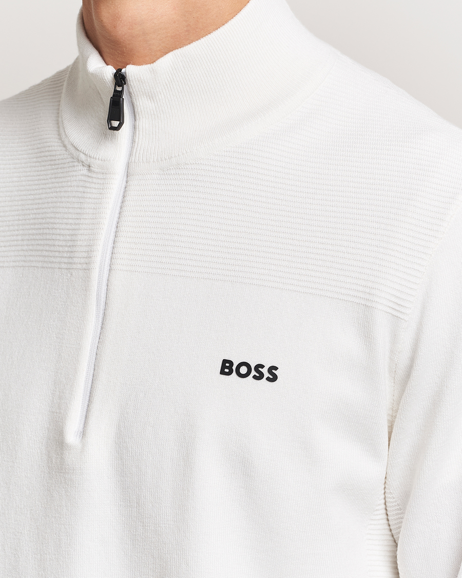 Herre | Gensere | BOSS GREEN | Momentum Knitted Half Zip White
