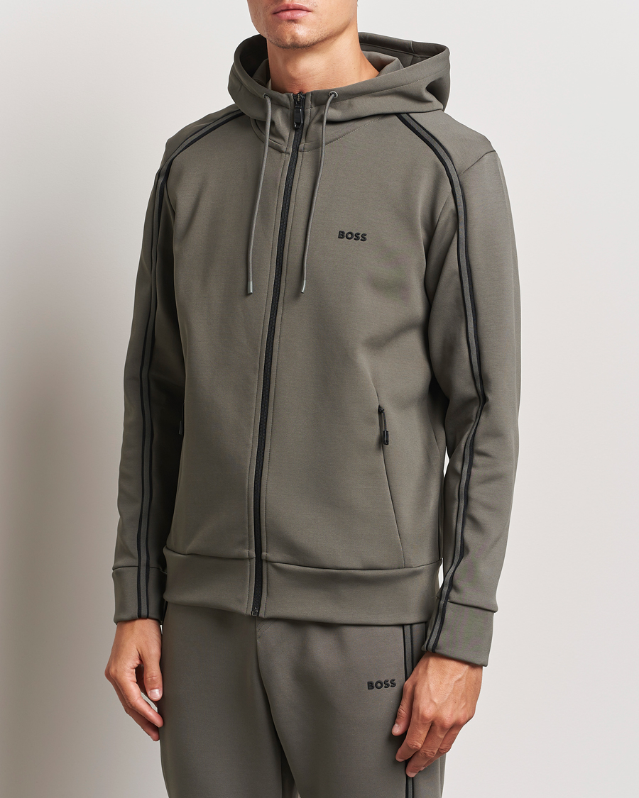 Herre | Gensere | BOSS GREEN | Saggy Full Zip Hoodie Light Grey