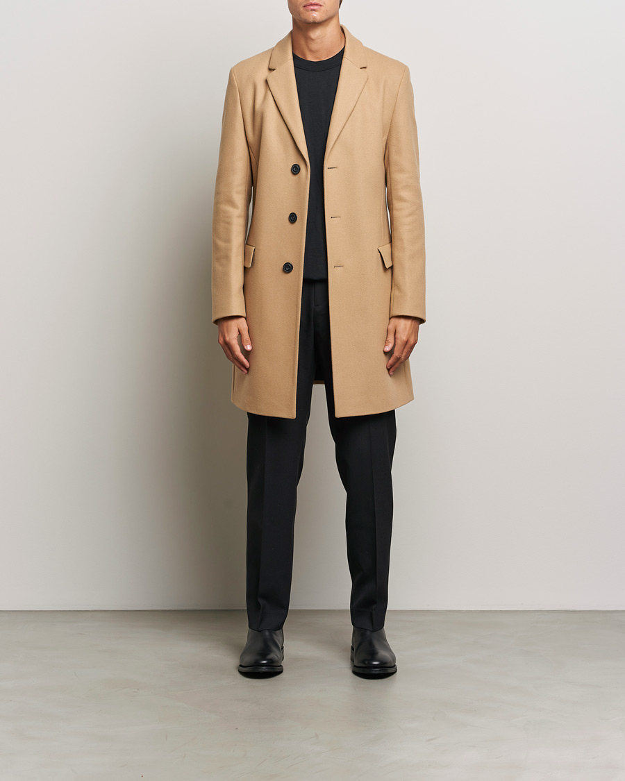 Herre | Jakker | HUGO | Migor Wool Coat Medium Beige