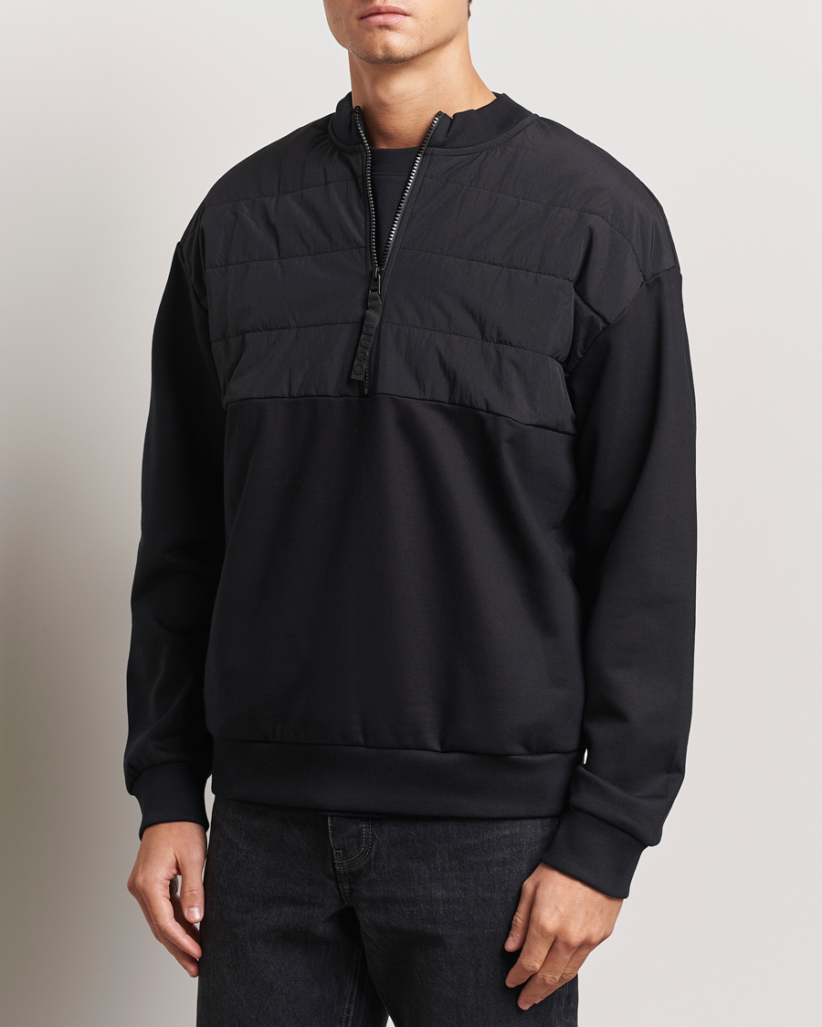 Herre | Gensere | HUGO | Detechsom Hybrid Half Zip Black