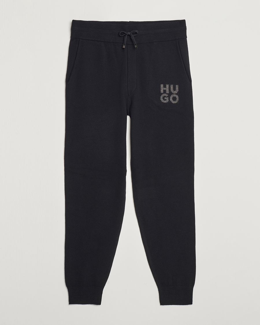 Herre | Bukser | HUGO | San Steero Wool Knitted Joggers Black