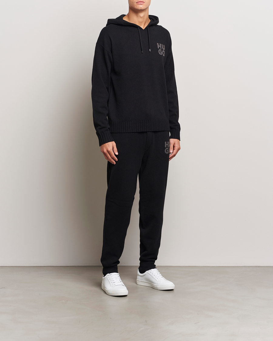 Herre | Bukser | HUGO | San Steero Wool Knitted Joggers Black