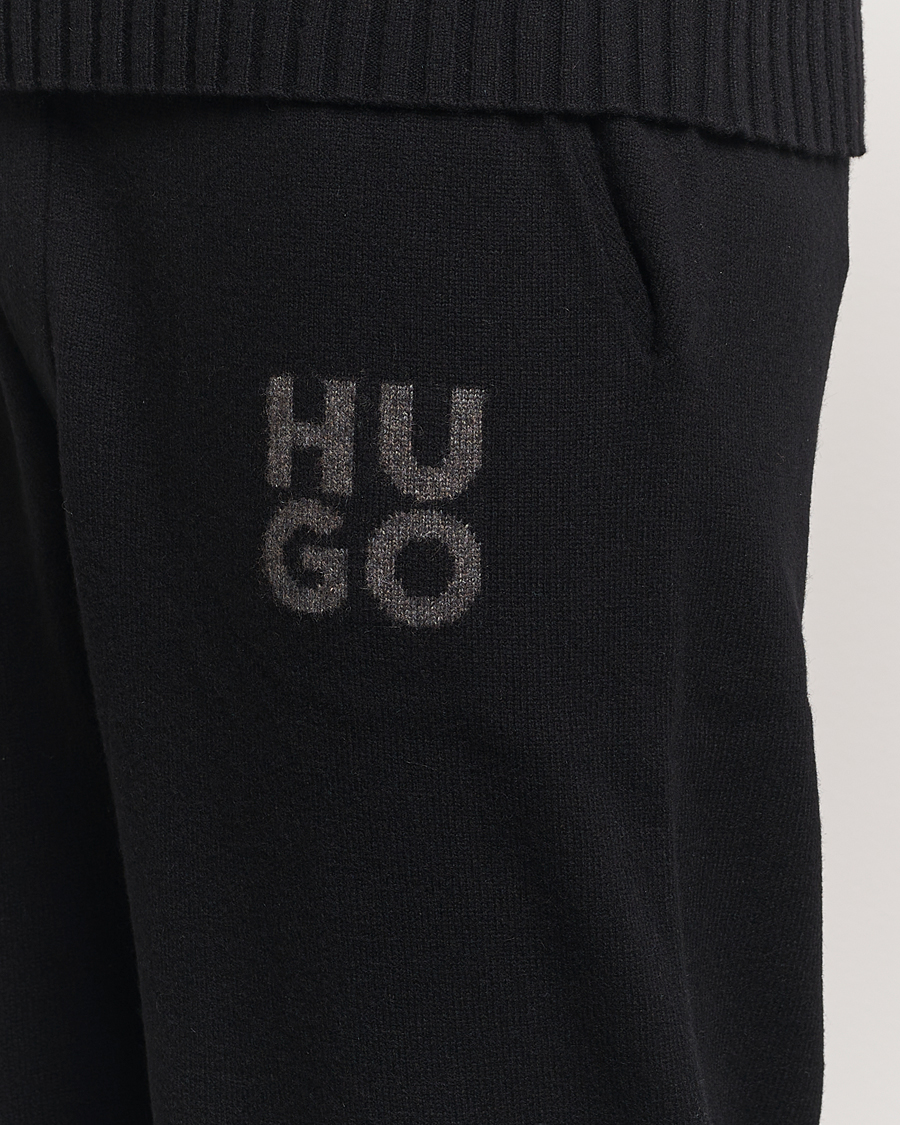 Herre | Bukser | HUGO | San Steero Wool Knitted Joggers Black