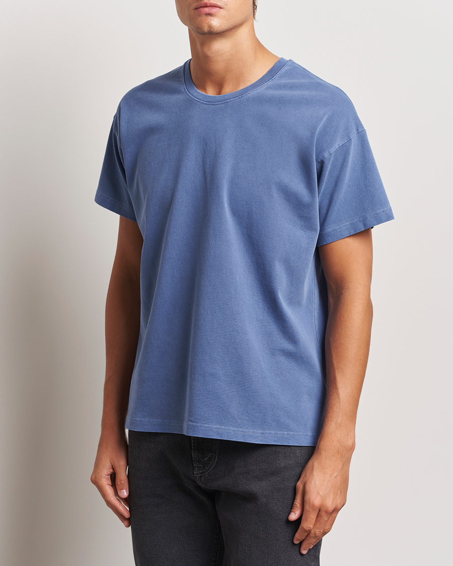 Herre | T-Shirts | Jeanerica | Ruben Crew Neck T-Shirt Washed Adriatic Blue