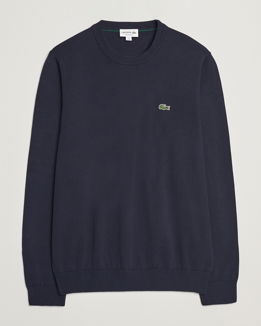 Herre | Gensere | Lacoste | Cotton Knitted Sweater Navy Blue