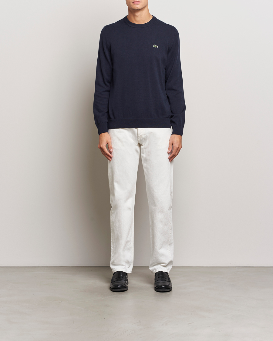 Herre | Gensere | Lacoste | Cotton Knitted Sweater Navy Blue