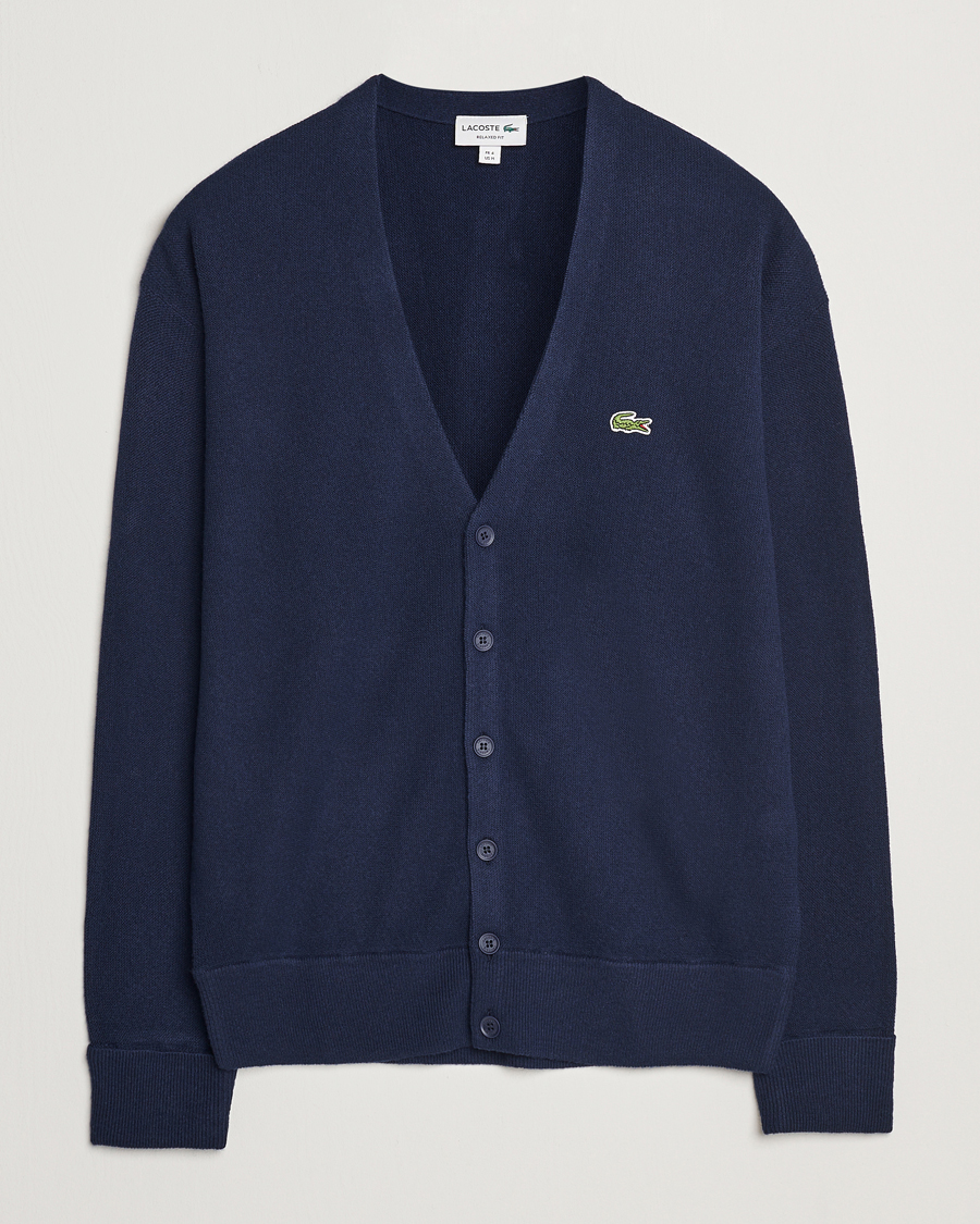 Herre | Gensere | Lacoste | Carded Wool Cardigan Navy