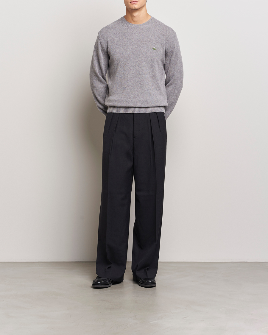 Herre | Gensere | Lacoste | Carded Wool Crew Neck Silver Chine