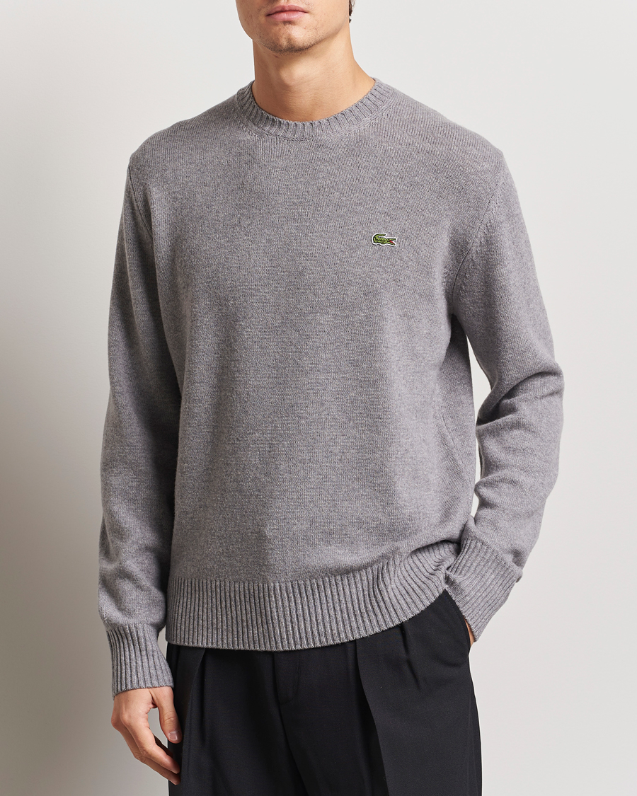 Herre | Gensere | Lacoste | Carded Wool Crew Neck Silver Chine