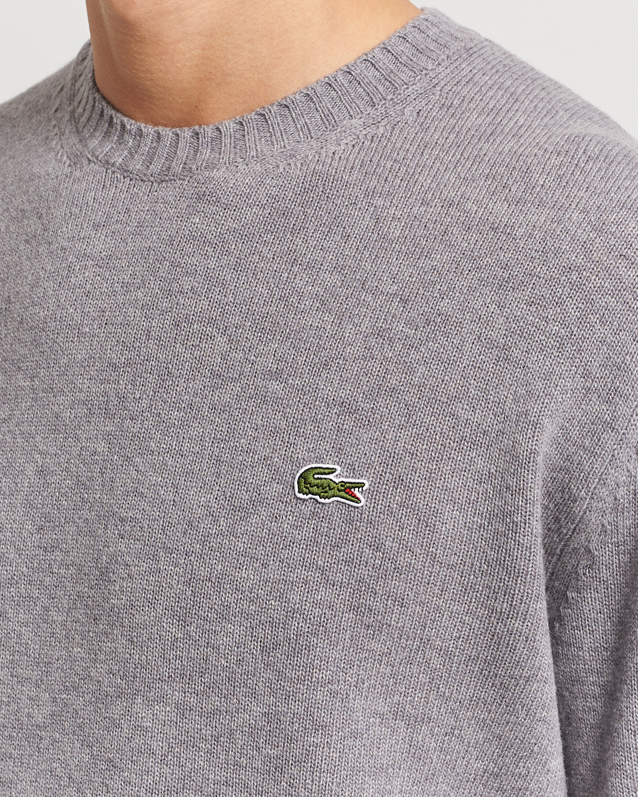 Herre | Gensere | Lacoste | Carded Wool Crew Neck Silver Chine