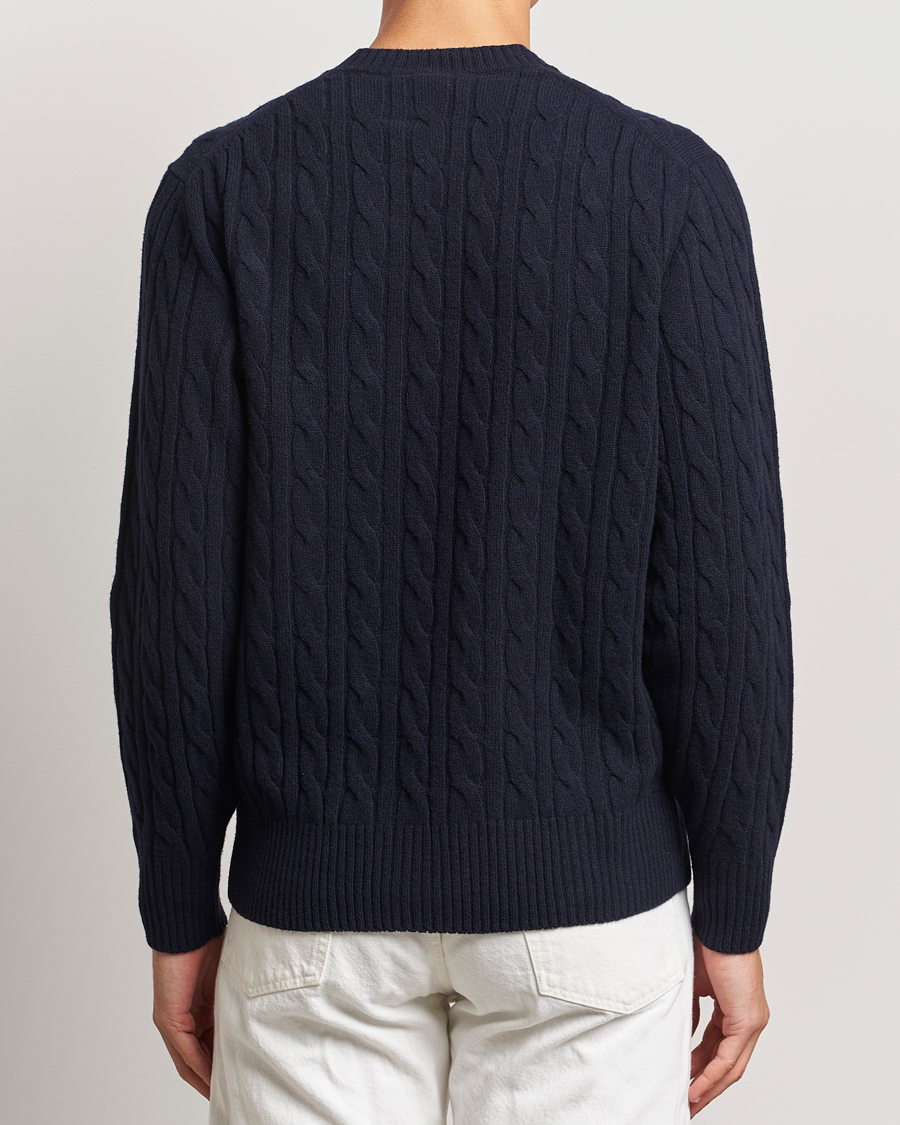 Herre | Gensere | Lacoste | Carded Wool Cable Crew Neck Navy