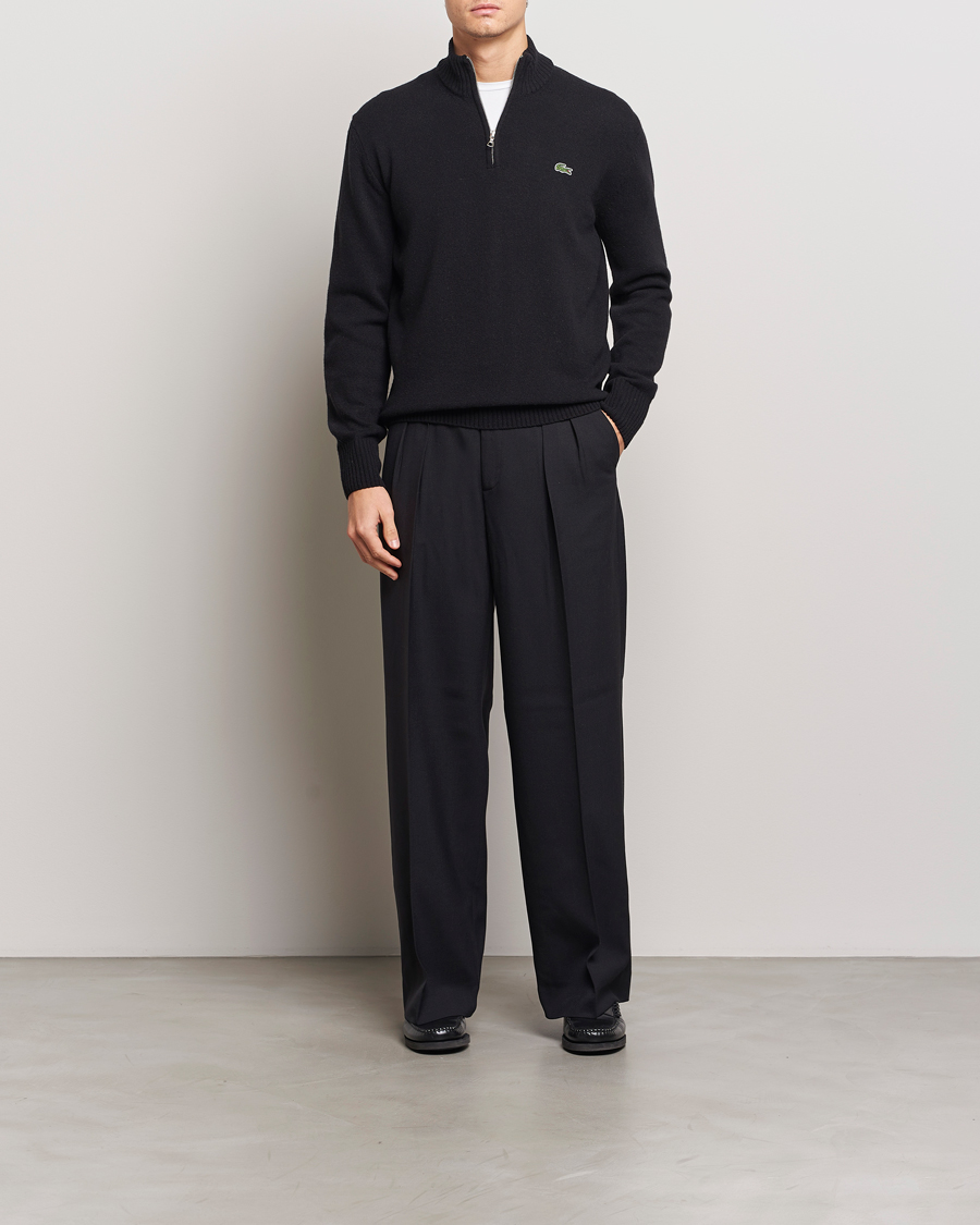 Herre | Gensere | Lacoste | Carded Wool Half Zip Black