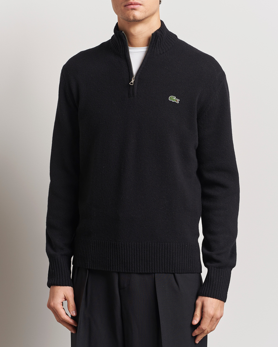 Herre | Gensere | Lacoste | Carded Wool Half Zip Black