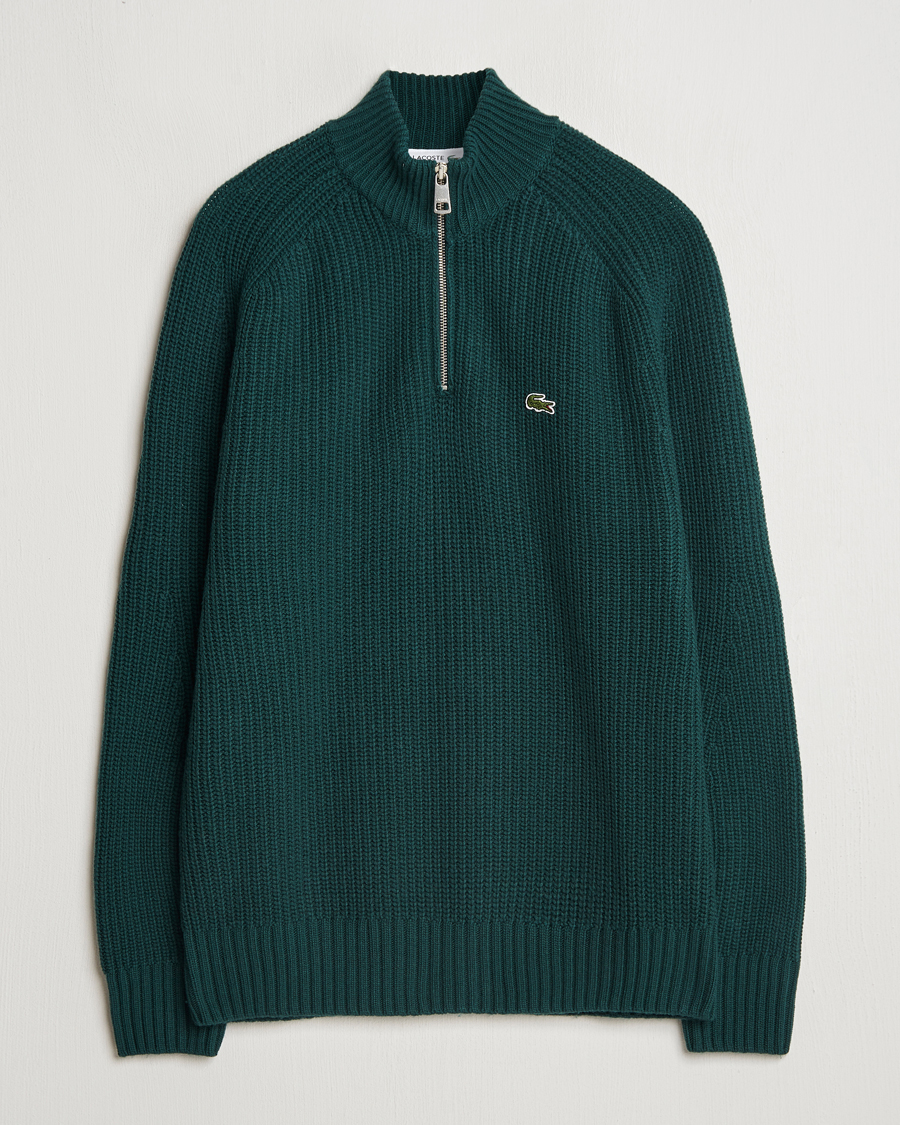 Herre | Gensere | Lacoste | Heavy Knitted Wool Half Zip Sinople