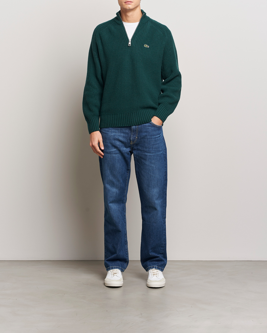 Herre | Gensere | Lacoste | Heavy Knitted Wool Half Zip Sinople