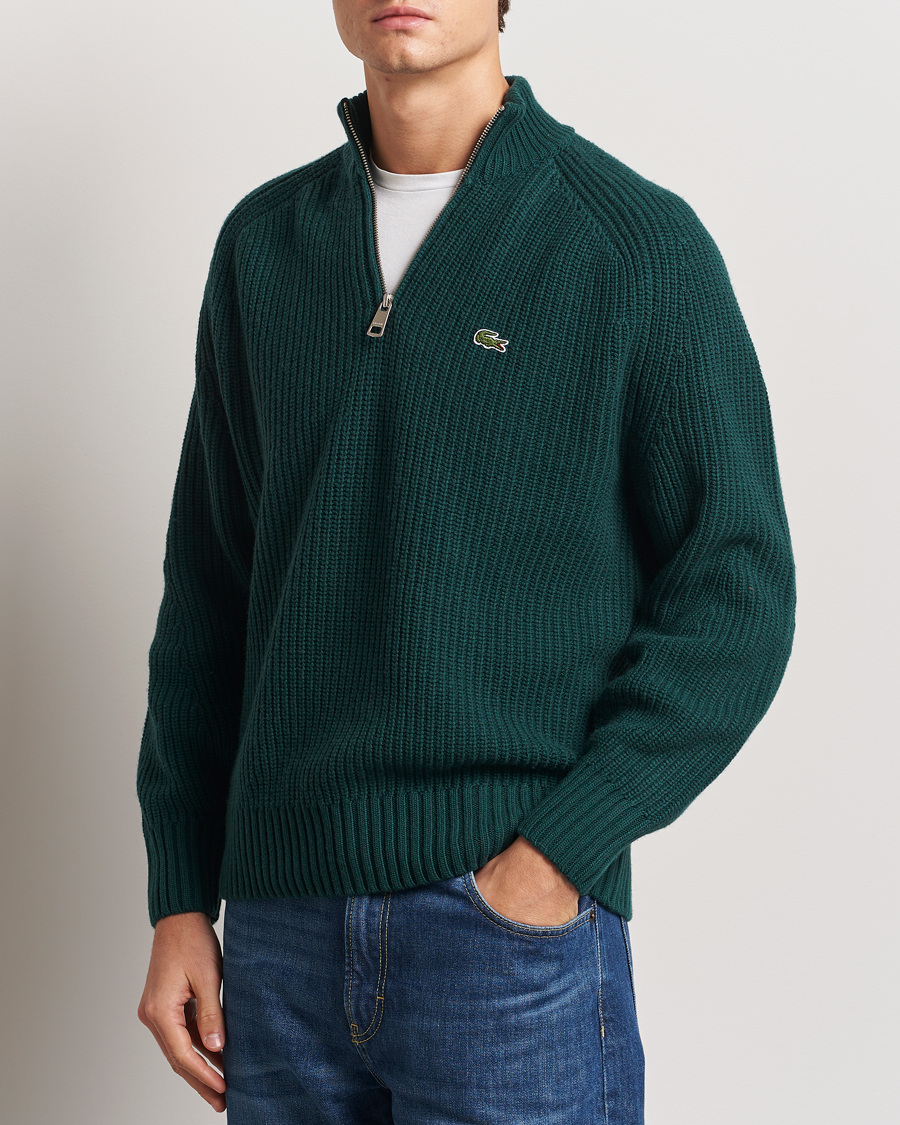 Herre | Gensere | Lacoste | Heavy Knitted Wool Half Zip Sinople