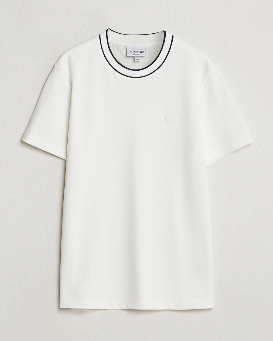 Herre | T-Shirts | Lacoste | Contrast Rib Piqué T-Shirt Flour