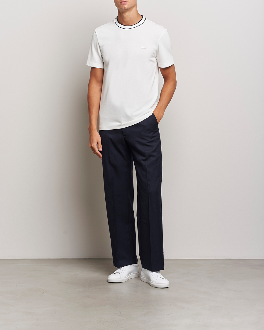 Herre | T-Shirts | Lacoste | Contrast Rib Piqué T-Shirt Flour