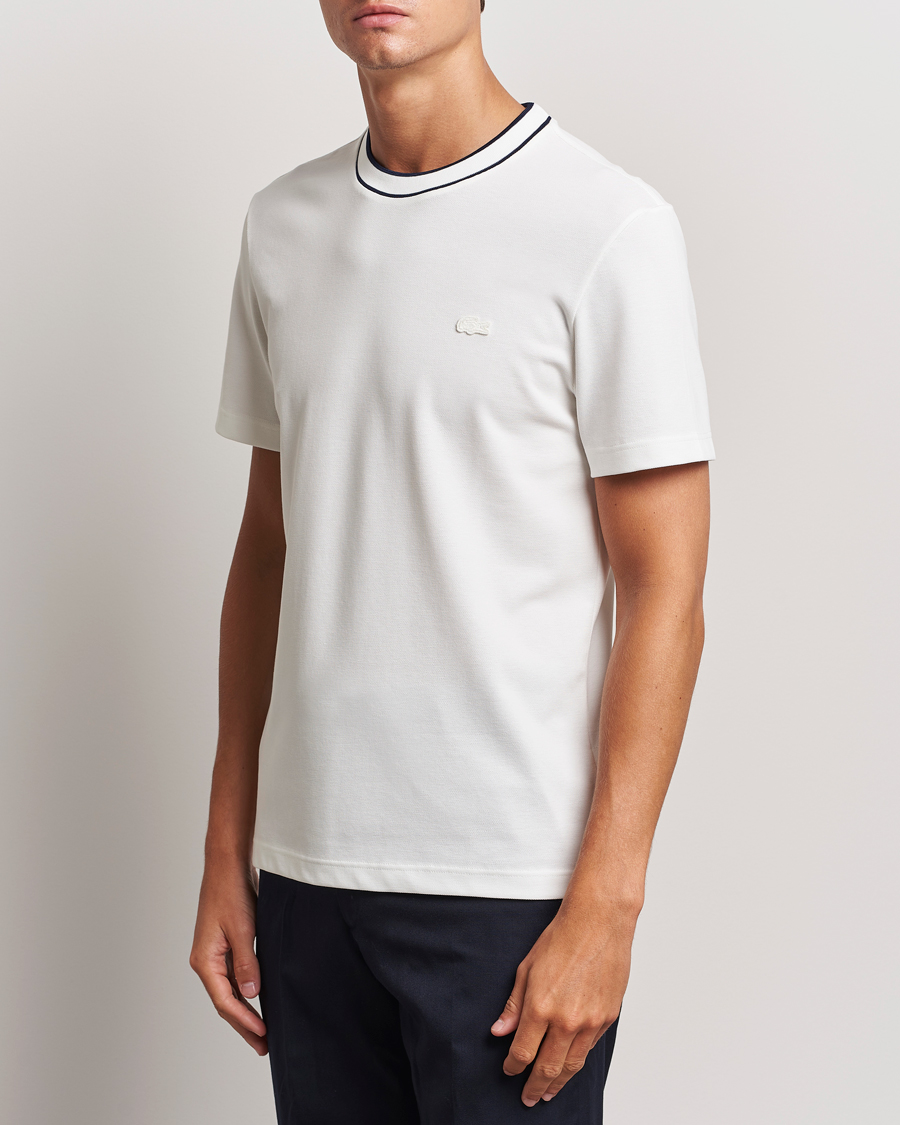 Herre | T-Shirts | Lacoste | Contrast Rib Piqué T-Shirt Flour