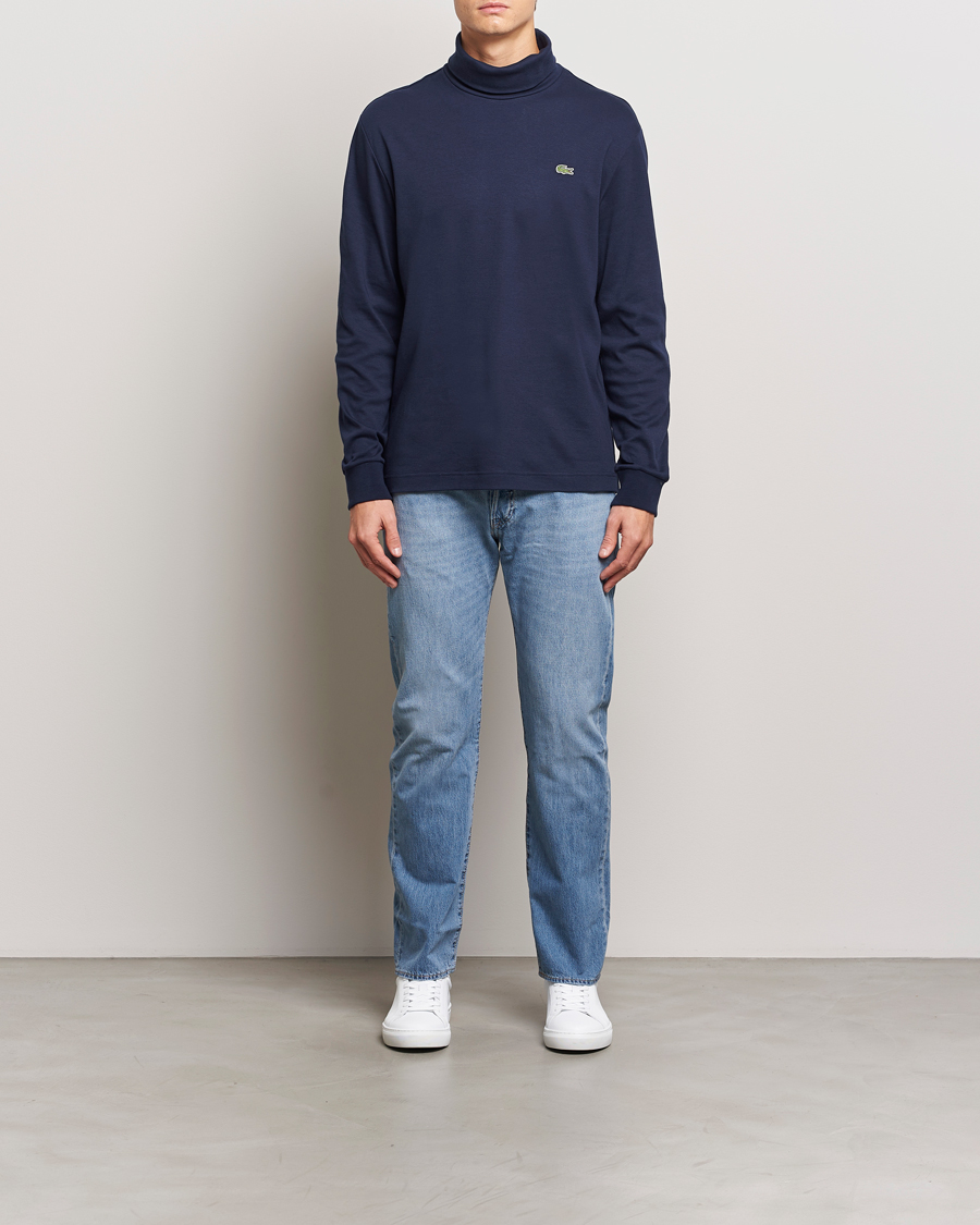 Herre | Gensere | Lacoste | Interlock Cotton Rollneck Navy