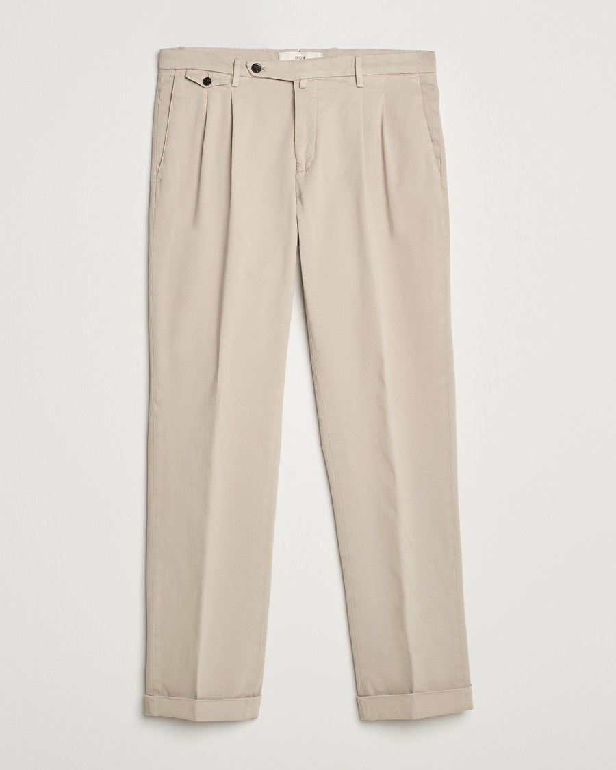 Herre | Bukser | Briglia 1949 | Easy Fit Pleated Cotton Stretch Chino Beige