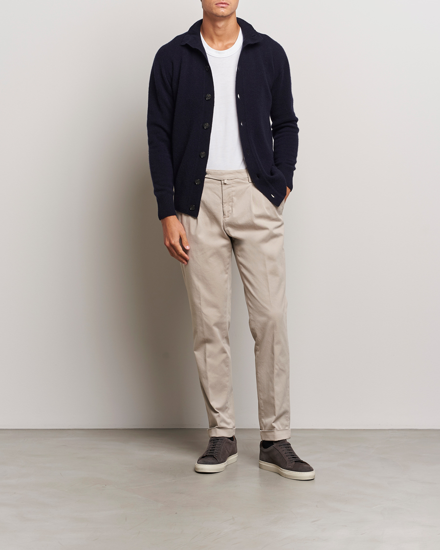 Herre | Bukser | Briglia 1949 | Easy Fit Pleated Cotton Stretch Chino Beige