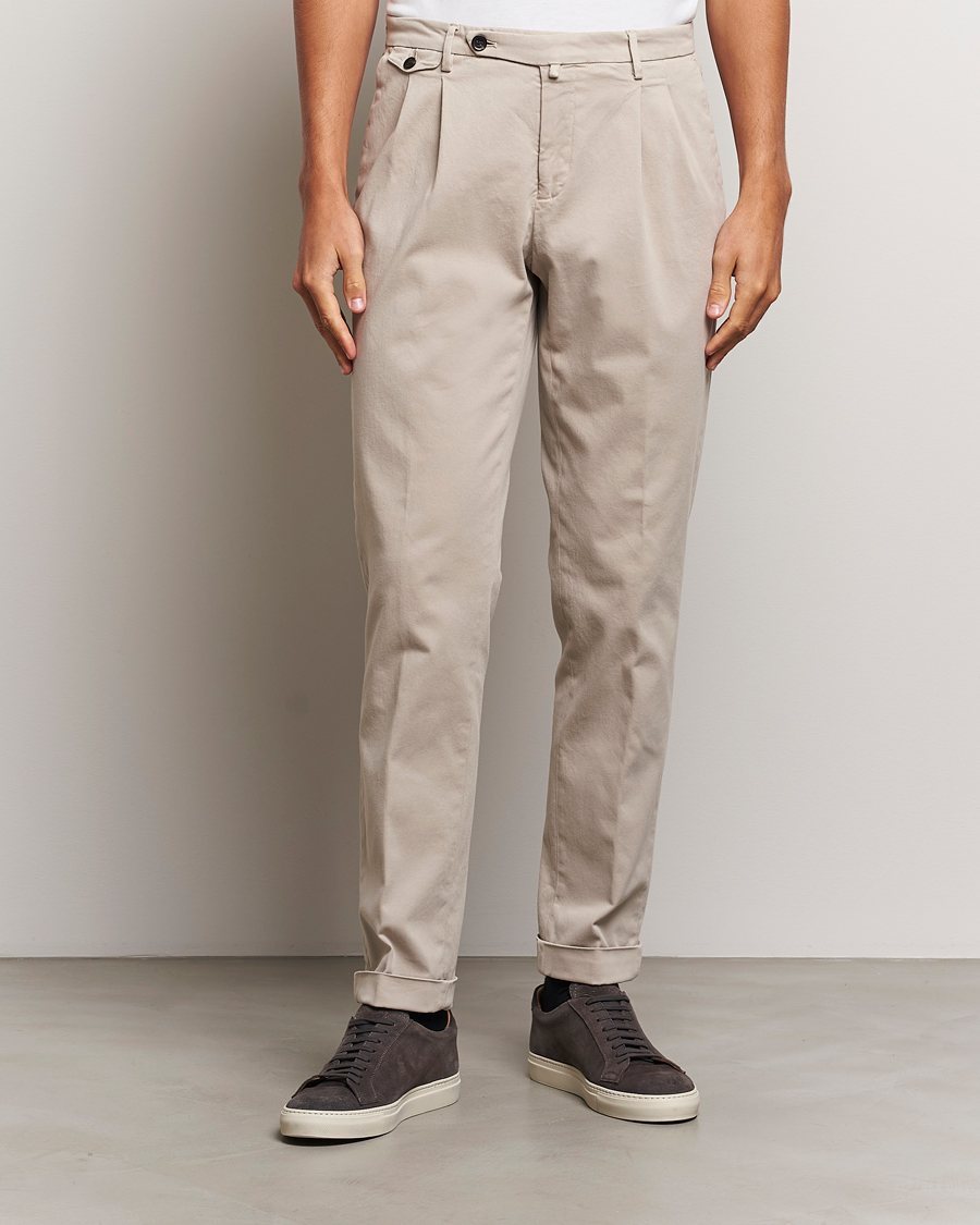 Herre | Bukser | Briglia 1949 | Easy Fit Pleated Cotton Stretch Chino Beige