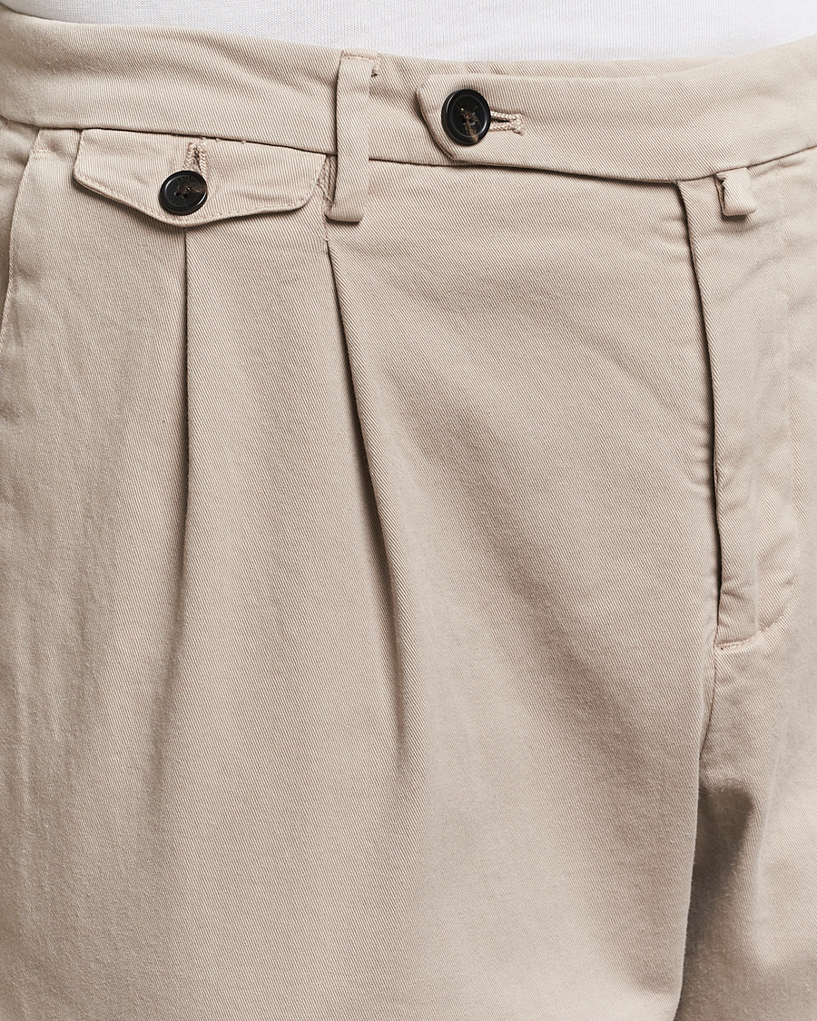 Herre | Bukser | Briglia 1949 | Easy Fit Pleated Cotton Stretch Chino Beige