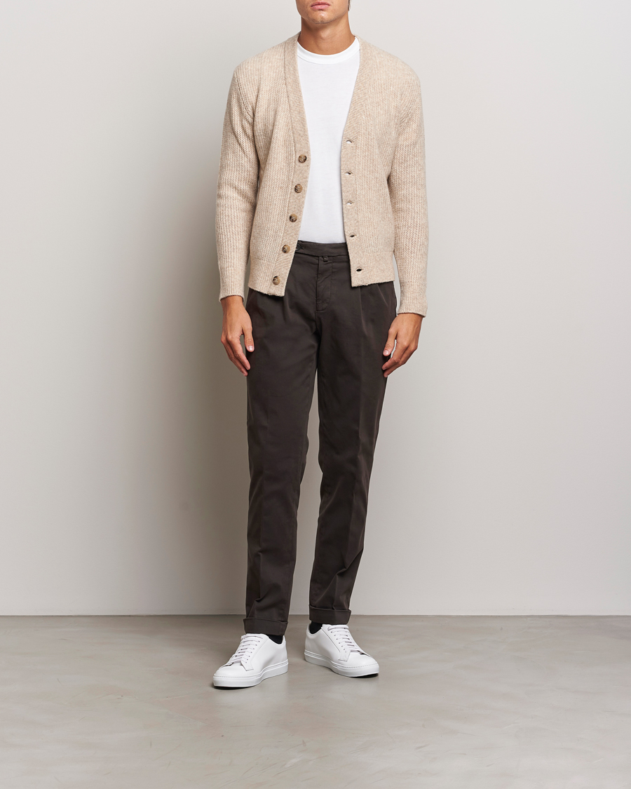 Herre | Bukser | Briglia 1949 | Easy Fit Pleated Cotton Stretch Chino Dark Brown