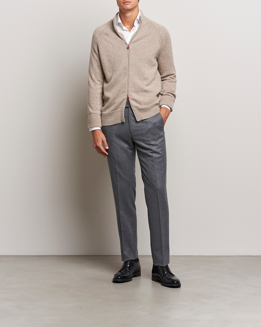 Herre | Gensere | Kiton | Cashmere Raglan Full Zip Beige